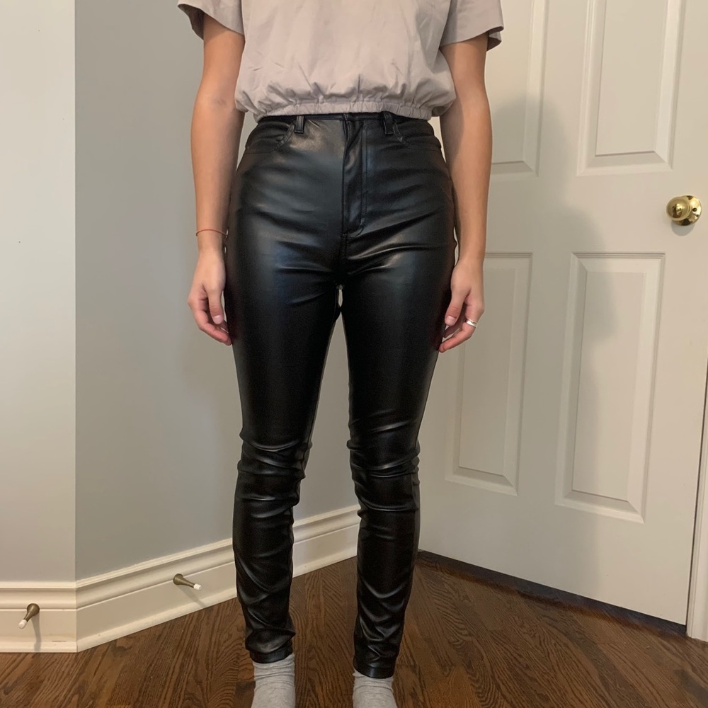 Misguided Faux High Wasted Leather Pants